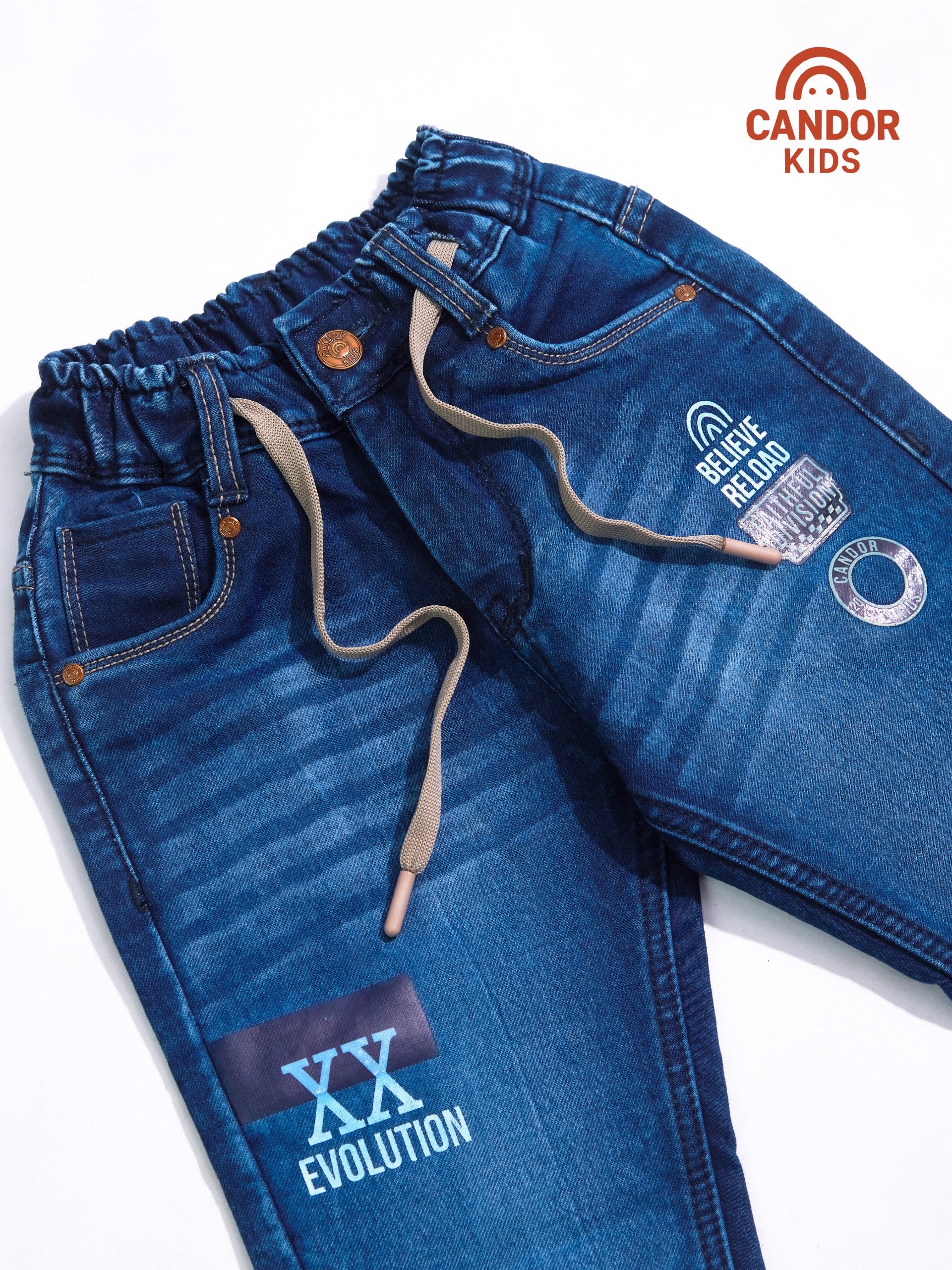 Sticker Riot - Funky Printed Blue Jeans for Kids