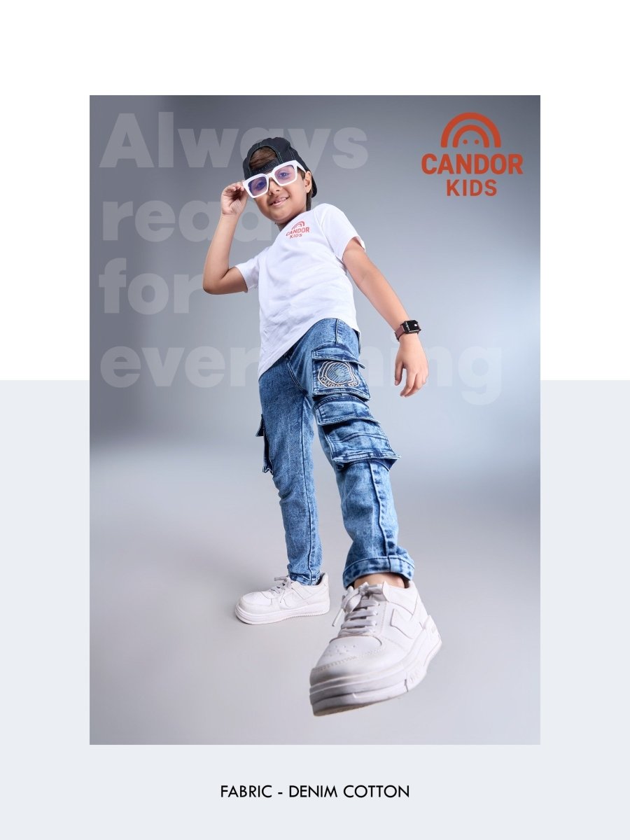 Carbon Cruiser - Carbon Blue Jogger Jeans with Cargo Pockets - Candor Kids