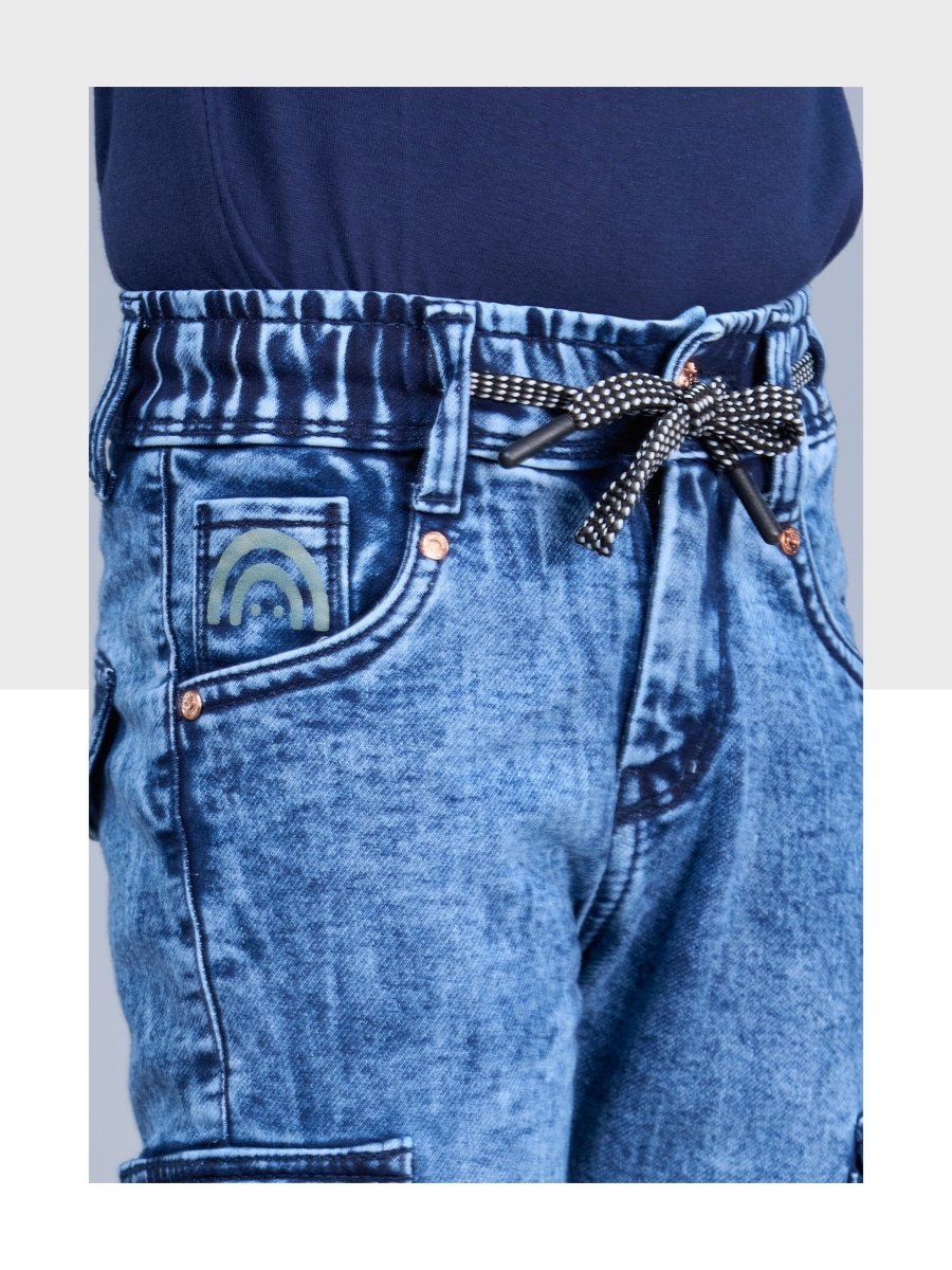 Carbon Cruiser - Carbon Blue Jogger Jeans with Cargo Pockets - Candor Kids