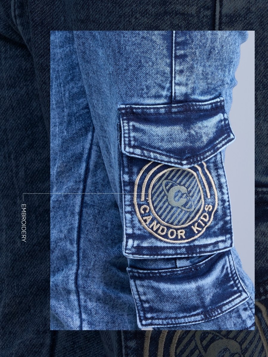 Carbon Cruiser - Carbon Blue Jogger Jeans with Cargo Pockets - Candor Kids