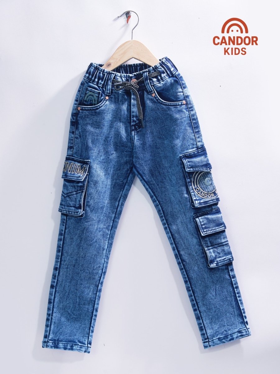 Carbon Cruiser - Carbon Blue Jogger Jeans with Cargo Pockets - Candor Kids