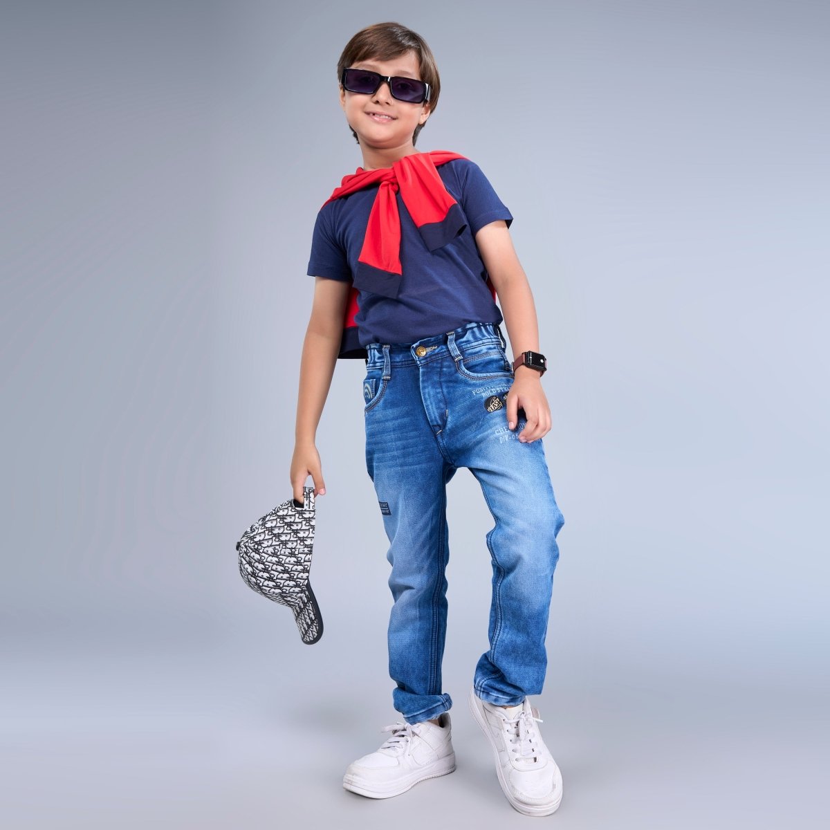 Custom Mid Blue Denim For kids - Candor Kids