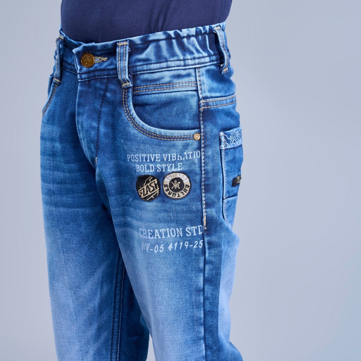 Custom Mid Blue Denim For kids - Candor Kids