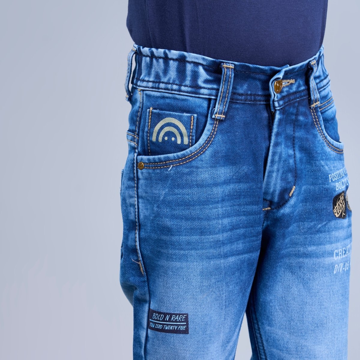 Custom Mid Blue Denim For kids - Candor Kids