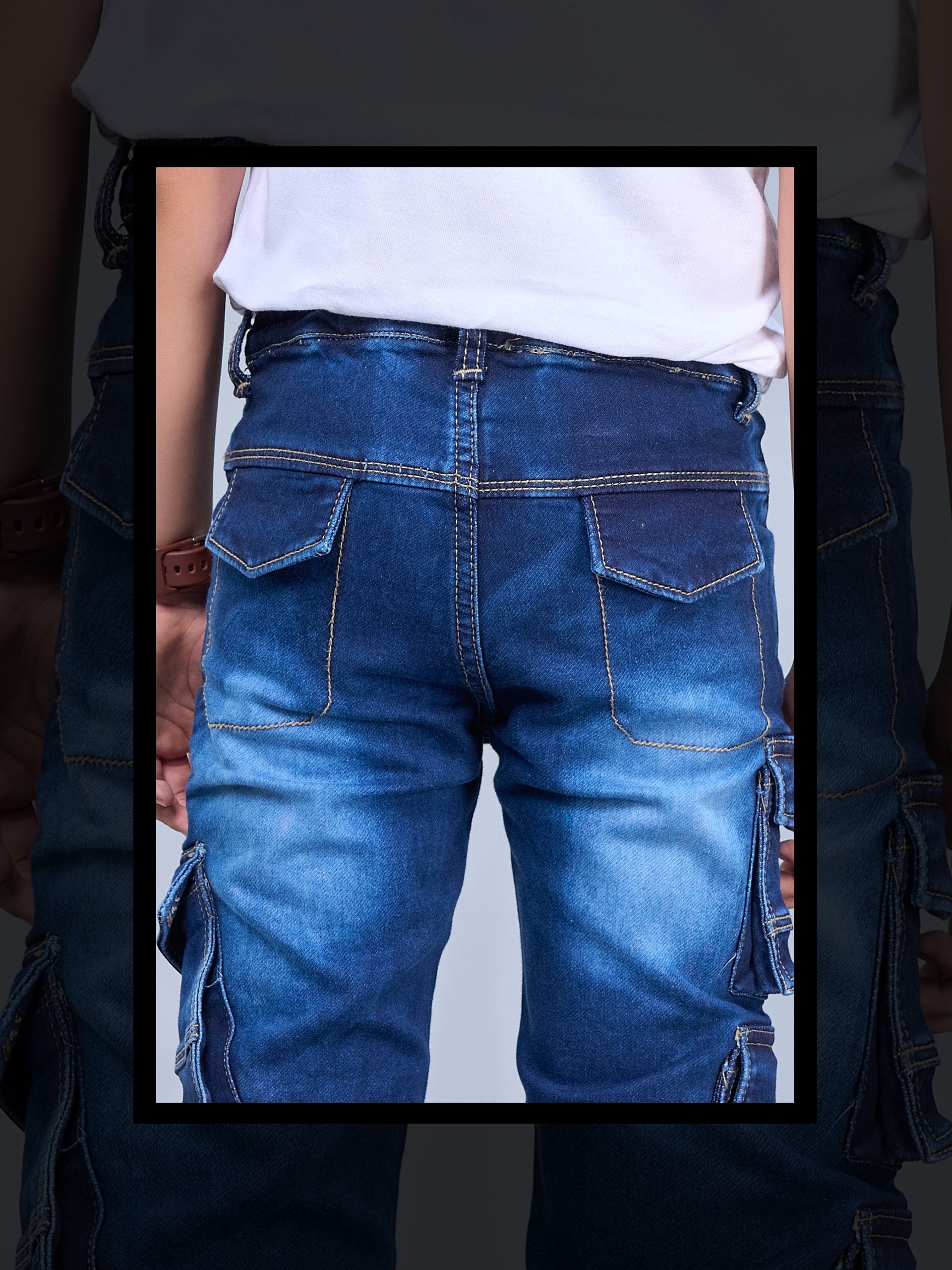 Dark Patrol - Dark Blue Cargo Jeans for Kids