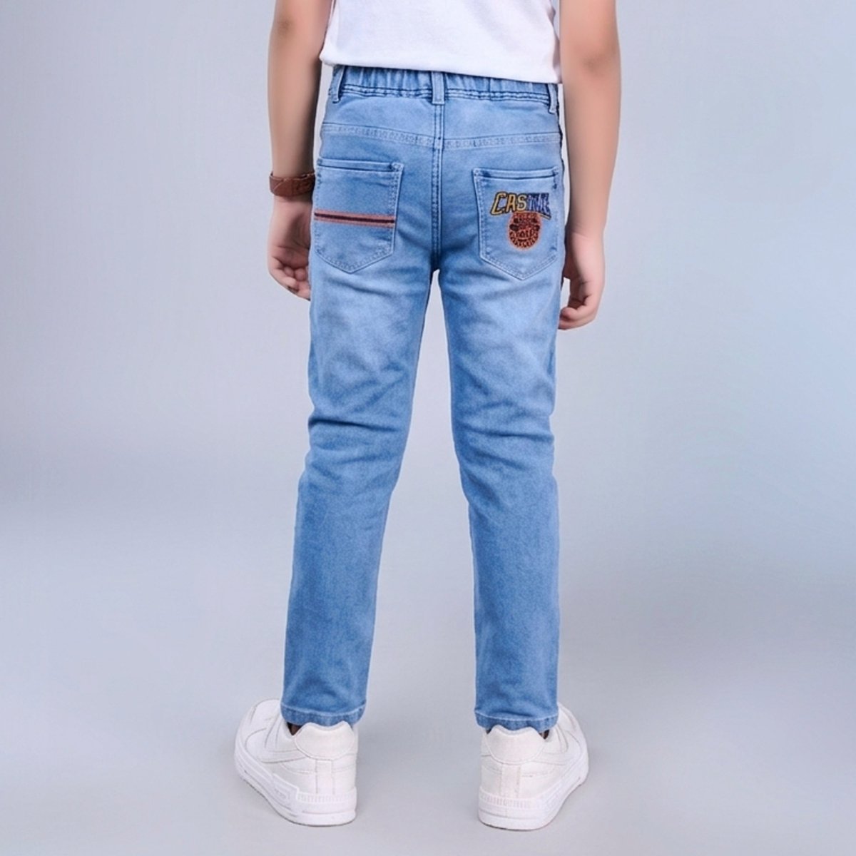 Ice Blue with Graphic Print - Denim For Kids - Candor Kids