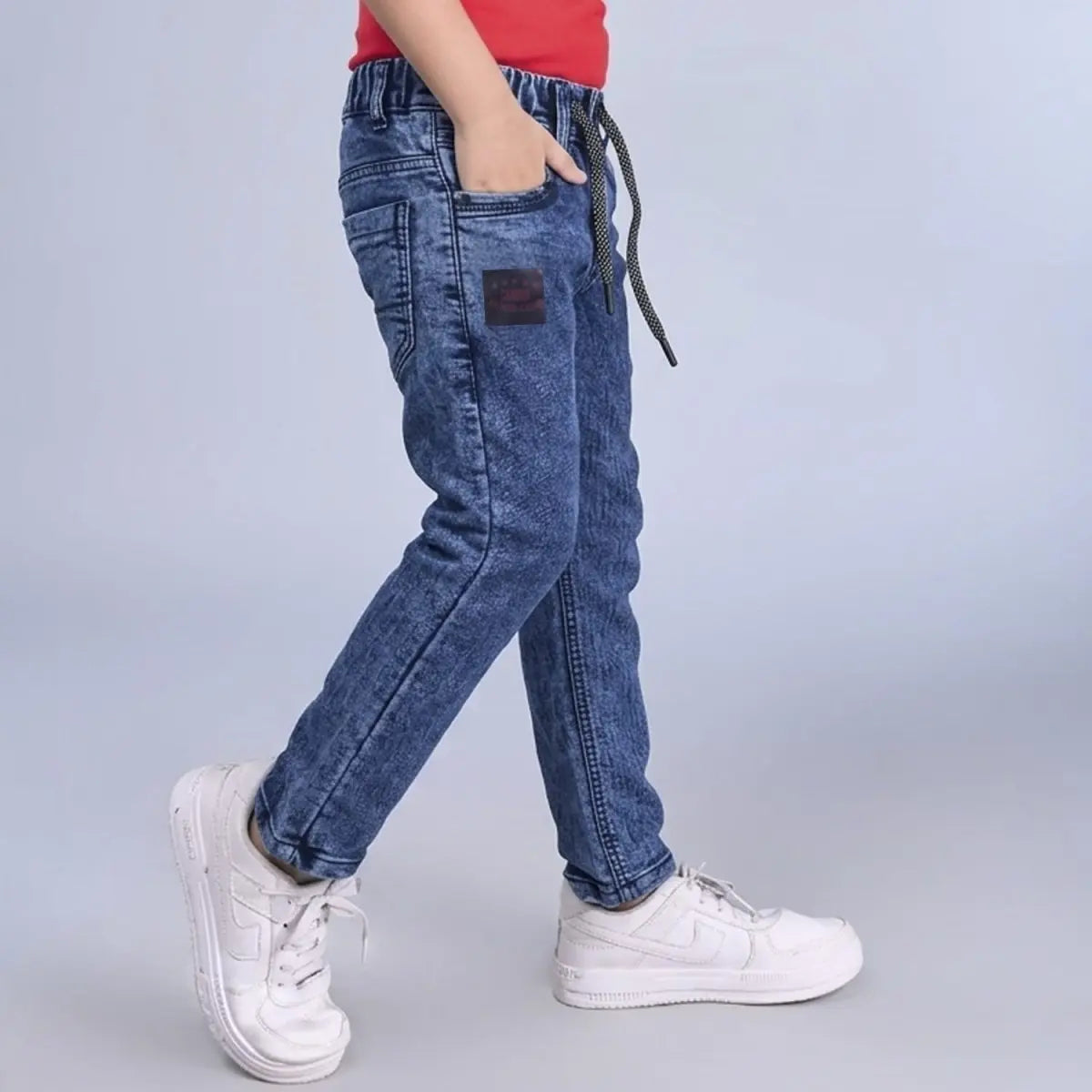 Knot So Basic - Mid Blue Jogger Jeans - Candor Kids