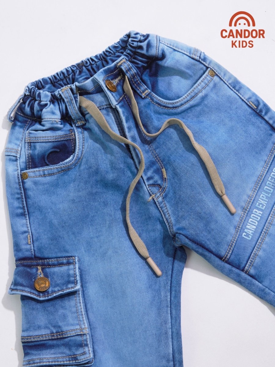 Sky Patrol - Light Blue Cargo Jeans for Kids - Candor Kids